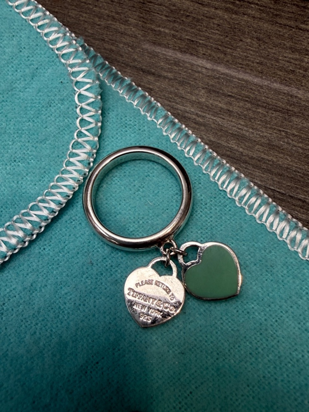 Tiffany & Co. Silver Key Ring with turquoise Heart Charm
